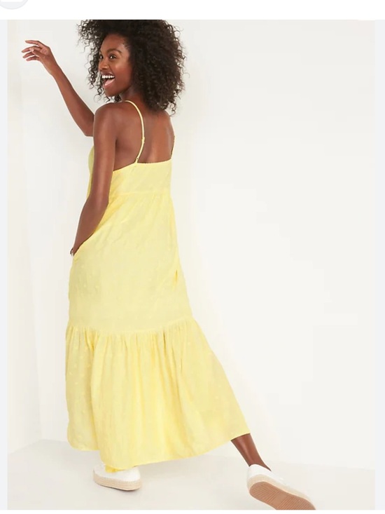 Old Navy Dresses & Skirts - OLD NAVY Butter Yellow Cotton Tiered Maxi Dress Large Cottagecore Boho Beach